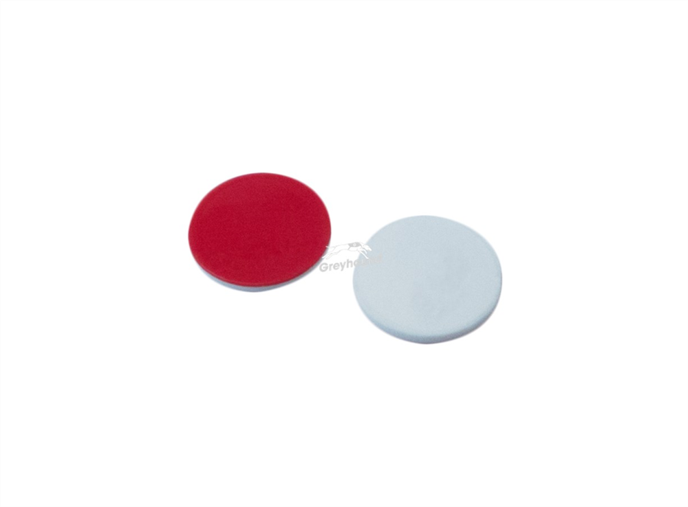 Picture of Red PTFE/White Silicone Septa 10.5mm x 1.3mm, for 11mm Snap Caps, (Shore A 45)